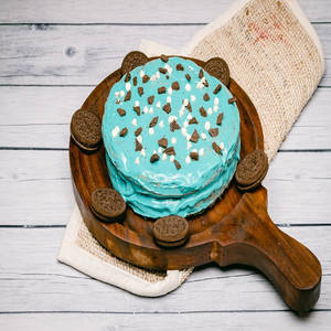 Blue Cookie Waffle Cake