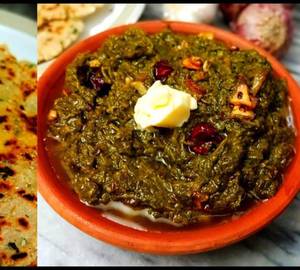 Saag With 1 Makki Roti Desi Ghee Tadka