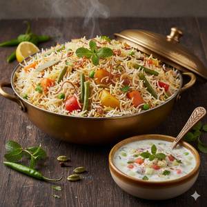 Hydrabadi Veg Biryani with Raita