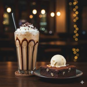 Cold coffee with brownie