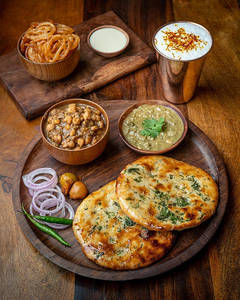 Amritsari Kulcha + Chole + Raita