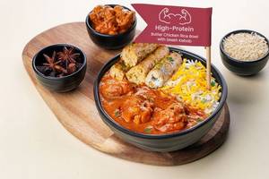 High-Protein Butter Chicken Rice Bowl with Seekh Kebab