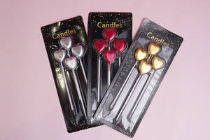 Mettalic Heart Candle (3pcs)