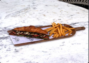 Double Mushroom, Basil Pesto Croissant Sandwich,
