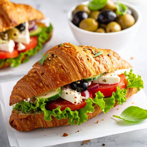 Tomato Pesto And Feta Croissant Sandwich