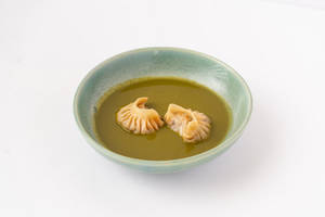Spinach & Raw Mango Momos Soup ( Vegan )