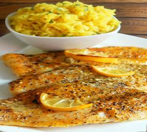 Grilled Fish in lemon butter garlic sauce