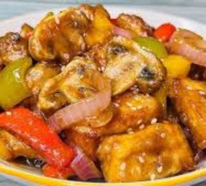Chilli paneer mushroom dry