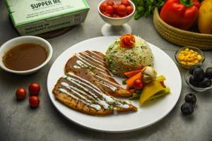 Grilled Chicken Breast With Sauteed Veggies And Herb Rice (ec)
