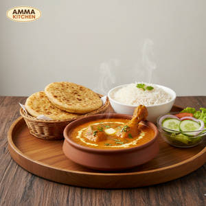 Chicken Butter Masala (2pcs)+ghee Paratha(2)+rice+salad