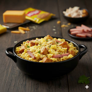 Egg, Chicken, Ham And Cheese Maggi (serves 2)