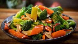 Stir Fry Vegetables In Hot Garlic