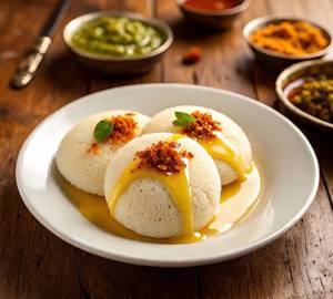 Idli with ghee karampodi (3 Pieces)