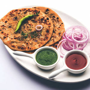 Aloo Parantha (1)+ Green Chutney (100% Restaurant Menu Price)