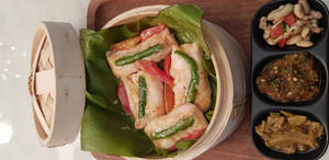 Fish Bamboo Shoot Naga Pepper Wrap In Banana Leaf