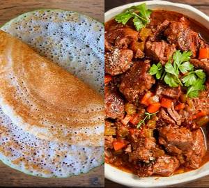 2Pc Plain Dosa + Beef Gravy (Boneless)+Kara Chutney