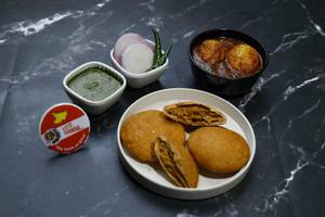 Egg Curry Fried Litti