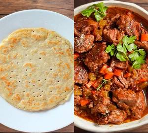 3Pc Uttapam+Beef Gravy (Boneless) + Omelette+Kara Chutney