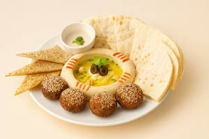 Veg Hummus & Falafel Pita Platter