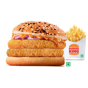 Crispy Veg Double Patty Burger+Fries(M)