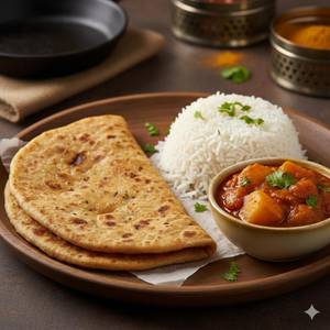 4 Paratha,Chawal with Aloo Tamatar Ki Sabji