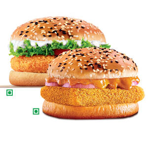 BK Veggie Burger+Veg Makhani Burst Burger.