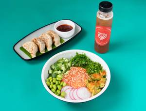 Salmon Avocado Don + Gyoza + Drink