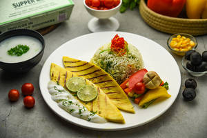 Grilled Fish With Sauteed Veggies & Herb Rice