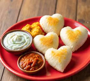 Heart Shape Mini Ghee Karampodi Idli ( 4 Pieces)