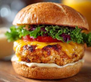 Cheese Stuffed Chicken Burger