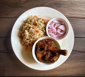 Veg Fried Rice + Chicken Kassa Masala+Pickle+Salad Combo Meal