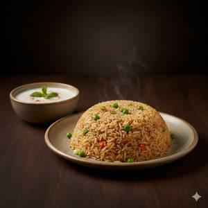 Egg Fried Rice With Raita 