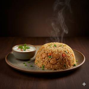 Chicken Fried Rice With Raita 