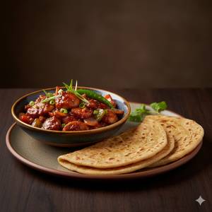 Chilly Mushroom + 2 Lachha Paratha