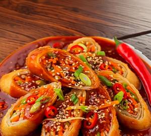 Schezwan Tossed Veg Spring Roll [5 Inches, 1 Piece]