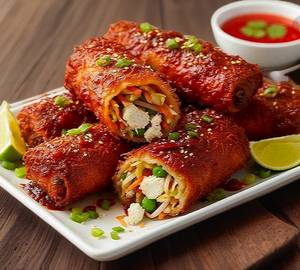 Schezwan Tossed Kurkure Paneer Veg Spring Roll [5 Inches, 1 Piece]