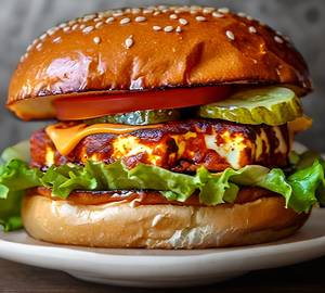 Crispy Cottage Cheese Makhani Burger