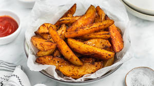 Crispy Potato Wedges Romesco Mayo