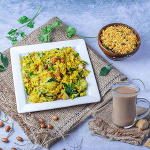 Poha with tea