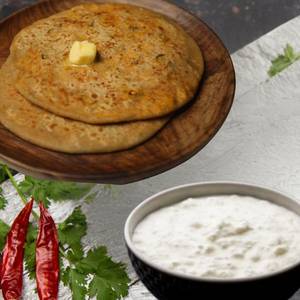 2 Paneer Paratha With Curd 100 Ml & Pickle