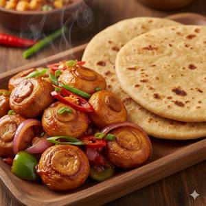 Mushroom Manchurian and 2 Paratha