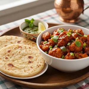 Gobi manchurian and 2 Paratha