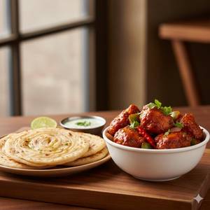 Chilli chicken 4 pc & paratha 2 pcs combo
