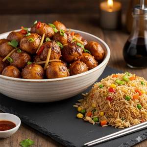 Mushroom Manchurian and Veg Fried Rice