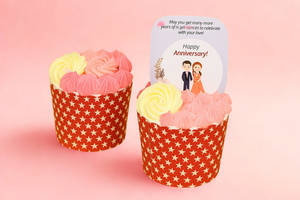 Anniversary Floral Cupcake [2 Pc]