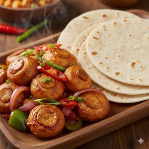 Mushroom Manchurian and 3 Roti