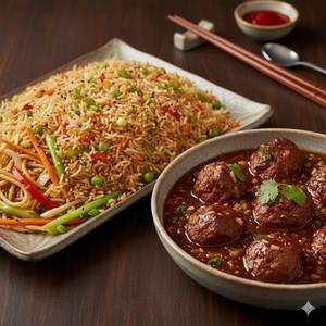 Veg fried rice &veg Manchurian gravy