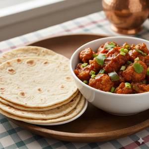 Gobi manchurian and 3 Roti