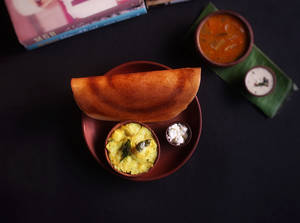 Benne Masala Dosa (single) With Chutney And Sambar,