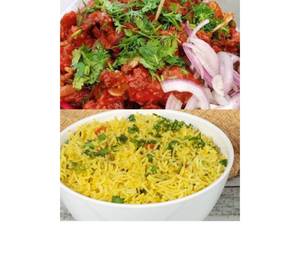 Veg Pulao +Gobi Chilli